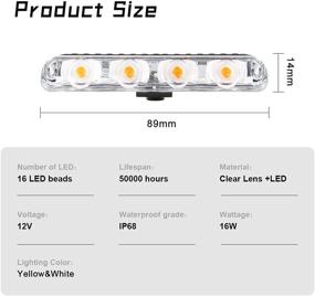 img 3 attached to Grille Strobe Light Kit Emergency Warning Flash Light Waterproof Deck Dash Strobe Light For Vehicles Remote Control Flash And Stable Bright Mode 16 LED Yellow White