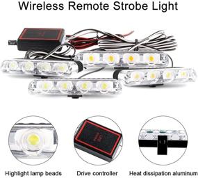 img 1 attached to Grille Strobe Light Kit Emergency Warning Flash Light Waterproof Deck Dash Strobe Light For Vehicles Remote Control Flash And Stable Bright Mode 16 LED Yellow White