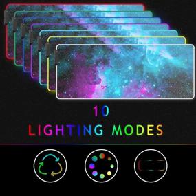 img 2 attached to 🚀 Galaxy Nebula Space RGB Gaming Mouse Pad – 31.5 x 11.8 inch, 10 Lighting Modes, Non-Slip Rubber Base