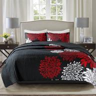 🌺 comfort spaces enya quilt set - chic red/black floral print, lightweight all season coverlet, king size bedding with matching shams and decorative pillows logo