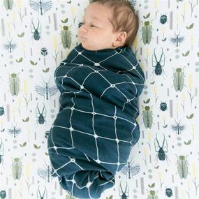 img 1 attached to 👶 Graced Soft Luxuries Premium Muslin Baby Swaddle Blankets 2 Pack: Busy Bugs & Dotted Grid - Large 47x47 Inch, 100% Cotton Muslin Newborn Infant Swaddle Receiving Blanket Wrap