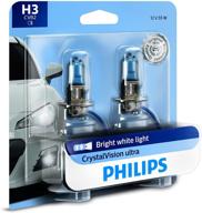 💡 philips h3 crystalvision ultra 12336cvb2 upgrade headlight bulb - bright white, pack of 2 logo