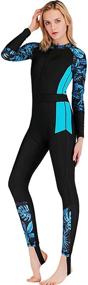 img 3 attached to 🏄 Long Sleeve Women's One-Piece Surf Swim Wet Suit with Rashguard and Sun Protection