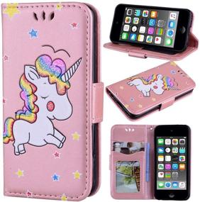 img 4 attached to 🦄 Ranyi iPod Touch 7 Case: Glitter Unicorn Embossed Wallet Case for iPod Touch 5/6/7 (Rose Gold)