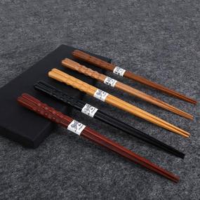 img 2 attached to 🥢 Enhance Your Dining Experience with MFJUNS 5-Pairs Set of Wood Chopsticks - Perfect Minimalistic Japanese Gift Set