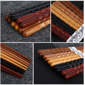 img 1 attached to 🥢 Enhance Your Dining Experience with MFJUNS 5-Pairs Set of Wood Chopsticks - Perfect Minimalistic Japanese Gift Set