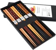 🥢 enhance your dining experience with mfjuns 5-pairs set of wood chopsticks - perfect minimalistic japanese gift set logo