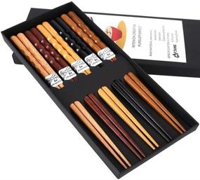 img 4 attached to 🥢 Enhance Your Dining Experience with MFJUNS 5-Pairs Set of Wood Chopsticks - Perfect Minimalistic Japanese Gift Set