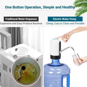 img 3 attached to Convenient Electric Water Bottle Pump for 5 Gallon Jugs - Portable, Wireless, and Battery-Operated Dispenser for Home, Kitchen, Office, and Camping