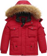 boys' winter padded puffer jacket by wantdo - removable hood logo