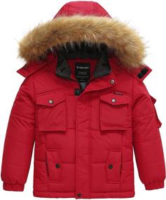 img 4 attached to Boys' Winter Padded Puffer Jacket by Wantdo - Removable Hood