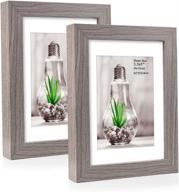 metrekey 5x7 picture frame | removable mat for 3.5x5 photos | wood grain wall decor & tabletop display | grey 2 pack логотип