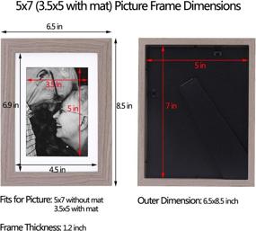 img 1 attached to Metrekey 5x7 Picture Frame | Removable Mat for 3.5x5 Photos | Wood Grain Wall Decor & Tabletop Display | Grey 2 Pack