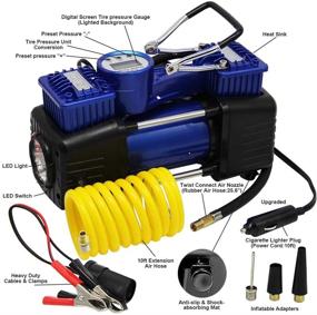 img 3 attached to Dual Cylinder Air Compressor Pump by FORUP - High-powered Portable Air Pump, 150 PSI, LCD Backlit Digital Display, Automatic 12 V Tire Inflator for Car, Truck, RV, Bicycle and More Inflatables
