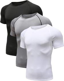 img 4 attached to 👕 Pack of 1 or 3 Men's Cool Dry Compression Short Sleeve Sports Baselayer T-Shirts Tops - Enhanced SEO