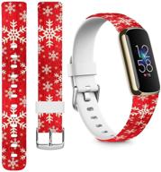 🎄 премиум силиконовые ремешки для fitbit luxe - прочные и праздничные замены для женщин | совместимы с fitbit luxe 2021 (модель small) | праздничная красно-зелёная тематика рождества от cisland логотип