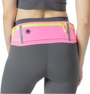 🏃 running-waist-belts with headphone hole: securely fits all phones under 6 inches. slim & bounce-free jogging belt with three zip pockets, reflective strips – pink fanny pack for workouts & sports. logo