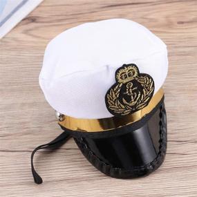 img 1 attached to 🐶 Amosfun Pet Sailor Captain Hat - White Sea Captain Hat for Dogs, Cats, and Puppies - Halloween Cosplay Costume Accessory (5.3 Inch)