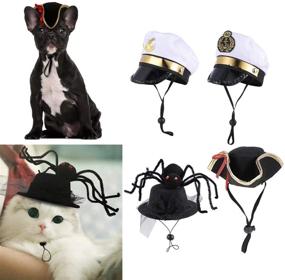 img 2 attached to 🐶 Amosfun Pet Sailor Captain Hat - White Sea Captain Hat for Dogs, Cats, and Puppies - Halloween Cosplay Costume Accessory (5.3 Inch)