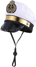 img 4 attached to 🐶 Amosfun Pet Sailor Captain Hat - White Sea Captain Hat for Dogs, Cats, and Puppies - Halloween Cosplay Costume Accessory (5.3 Inch)