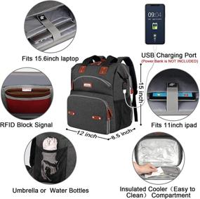 img 2 attached to Women's Insulated Lunch Backpack with Cooler Compartment, Men's Work and College Student Waterproof Reusable Food Bag with USB Charging Port, RFID Anti-Theft Large Backpack for 15.6 inch Laptop