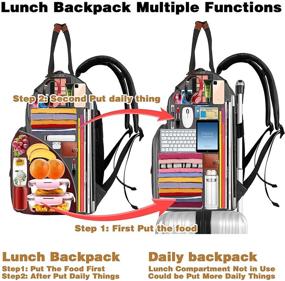 img 1 attached to Women's Insulated Lunch Backpack with Cooler Compartment, Men's Work and College Student Waterproof Reusable Food Bag with USB Charging Port, RFID Anti-Theft Large Backpack for 15.6 inch Laptop