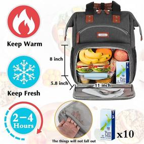 img 3 attached to Women's Insulated Lunch Backpack with Cooler Compartment, Men's Work and College Student Waterproof Reusable Food Bag with USB Charging Port, RFID Anti-Theft Large Backpack for 15.6 inch Laptop