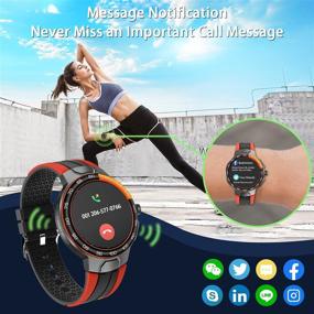 img 1 attached to 🌊 Waterproof Smartwatch Fitness Tracker with Heart Rate, Step Counter, Sleep Monitor, Message, Touch Screen, 24 Sports Modes - Compatible for iPhone and Android Phones - for Women and Men