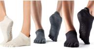 toesox yoga socks low rise full toe 2 pack - non-slip toe socks for pilates, barre, and yoga with enhanced grip логотип