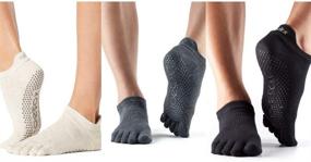 img 2 attached to ToeSox Yoga Socks Low Rise Full Toe 2 Pack - Non-Slip Toe Socks for Pilates, Barre, and Yoga with Enhanced Grip