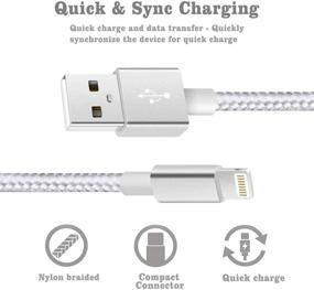 img 3 attached to 💨 Ximytec MFi-Certified iPhone Charger Cable 10ft 3-Pack - Nylon Braided USB Charging Cord for iPhone 12/11/XS/XR/X/8/7/6/5/iPad - SilverGray, High Speed