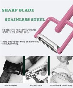 img 3 attached to Unstoppable Ultra Sharp Stainless Steel Blade Potato Peeler for Kitchen – Pink