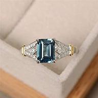 💍 metmejiao vintage aquamarine gemstone wedding bridal band ring - 14k white gold filled (size 9) logo