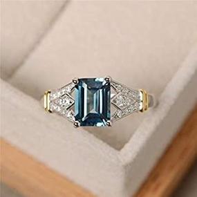 img 4 attached to 💍 Metmejiao Vintage Aquamarine Gemstone Wedding Bridal Band Ring - 14k White Gold Filled (Size 9)