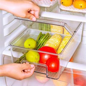 img 2 attached to Large Plastic Freezer Food Storage Bins with Handle & Lid - Clear Stackable Refrigerator Organizer for Fruit, Yogurt, Snacks, Vegetables 14.2'' BPA Free - Ideal for Kitchen, Countertops, Cabinets