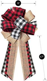 img 1 attached to Burlap Buffalo Plaid Red Black Christmas Tree Topper - Handmade Rustic Farmhouse Xmas Decorations Home Decor