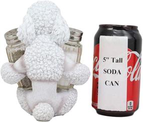 img 1 attached to 🐩 Whimsical 6.25" Tall Glass Salt and Pepper Shakers Holder: Realistic Groomed White French Poodle Puppy Dog Figurine - Perfect for Pet Memorial, Animal Decoration, and Dog Lovers