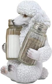 img 3 attached to 🐩 Whimsical 6.25" Tall Glass Salt and Pepper Shakers Holder: Realistic Groomed White French Poodle Puppy Dog Figurine - Perfect for Pet Memorial, Animal Decoration, and Dog Lovers