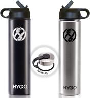 🥤 48 hour cold & 24 hour hot 26 oz hyqo insulated stainless steel water bottle - vacuum sealed leak proof double wall with extra flip & drink lid, straw, in black or silver logo