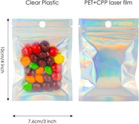 img 3 attached to 🌈 100 Count 3x4 Inch Resealable Smellproof Bags - Mylar Ziplock Bags with Cute Packaging, Sealed Aluminum Foil Pouches, Mini Plastic Baggies with Colored Clear Front, Zip Lock for Lip Gloss, Gummy, Holographic