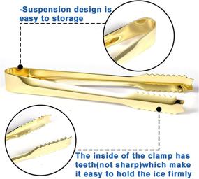 img 2 attached to 🍴 Elegant 7 Inch Gold-Plated Ice Tongs for Kitchen, Bar, and Restaurant - Premium 304 Stainless Steel Serving Tongs