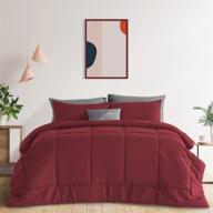 🛏️ sonive all season comforter: luxurious fluffy microfiber 200gsm bedding duvet insert, burgundy king size with 8 corner tabs logo