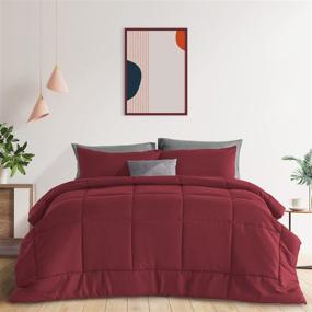 img 4 attached to 🛏️ SONIVE All Season Comforter: Luxurious Fluffy Microfiber 200gsm Bedding Duvet Insert, Burgundy King Size with 8 Corner Tabs