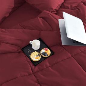 img 2 attached to 🛏️ SONIVE All Season Comforter: Luxurious Fluffy Microfiber 200gsm Bedding Duvet Insert, Burgundy King Size with 8 Corner Tabs