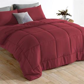 img 3 attached to 🛏️ SONIVE All Season Comforter: Luxurious Fluffy Microfiber 200gsm Bedding Duvet Insert, Burgundy King Size with 8 Corner Tabs