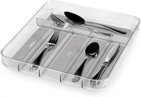 img 3 attached to 🔪 Madesmart Large Silverware Tray - Light Grey, 6-Compartment, Soft-Grip Lining, Non-Slip Feet, BPA-Free - Clear Soft Grip Collection