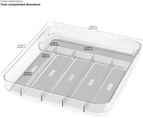 img 1 attached to 🔪 Madesmart Large Silverware Tray - Light Grey, 6-Compartment, Soft-Grip Lining, Non-Slip Feet, BPA-Free - Clear Soft Grip Collection