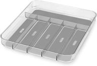 🔪 madesmart large silverware tray - light grey, 6-compartment, soft-grip lining, non-slip feet, bpa-free - clear soft grip collection логотип