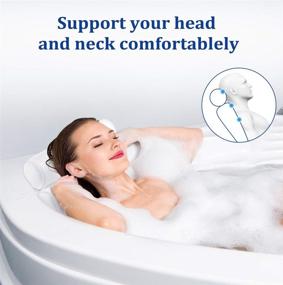 img 1 attached to 🛀 Upgraded 3D Air Mesh Spa Bath Pillow with Neck, Shoulder, and Head Support - Gugusure Bathtub Pillows, Quick-Drying, Comfortable, and Breathable - Suitable for All Bathtubs - 6 Suction Cups Included