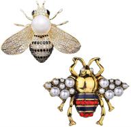 stylish 2 pack rhinestone pearl bee brooch pins: sparkling honey bee pendant/brooch for fashion enthusiasts logo
